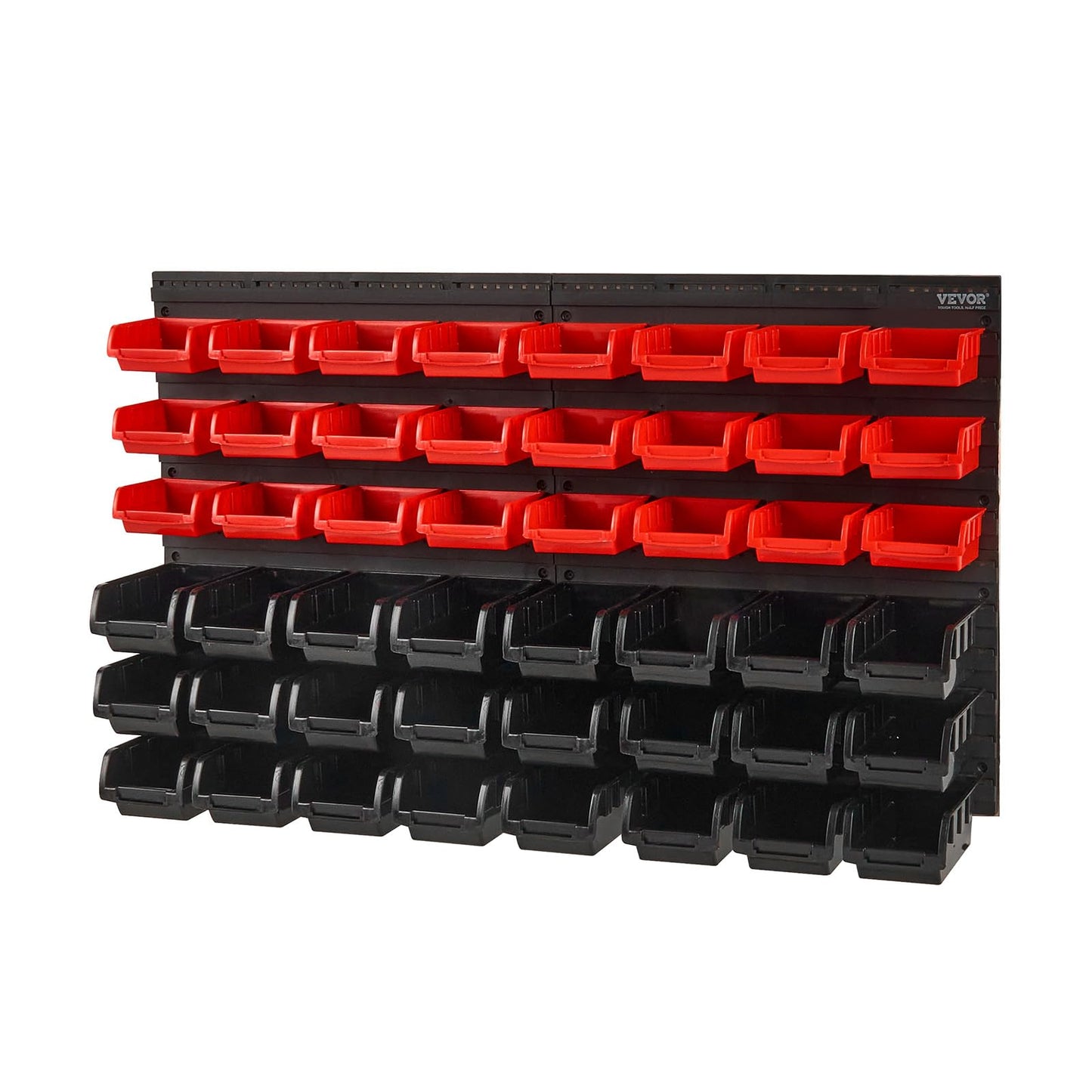 VEVOR Wall Mounted Storage Rack System, 30-Bin Parts Rack Organizer with Wall Panels/Tool Holders/Hooks, Garage Plastic Shop Tool Organizer for Nuts, Bolts, Screws, Nails, Beads, Buttons