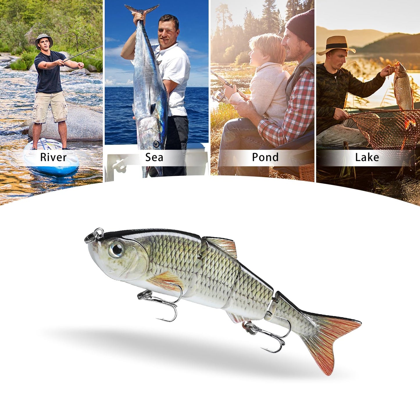 TRUSCEND Swimmax for Saltwater and Freshwater, Realistic Fishing Lures for Bass Trout Crappie Walleye Pike Bluegill Salmon, Swimbait for Bass Fishing, Amazing Fishing Gear Gifts for Family Fishing