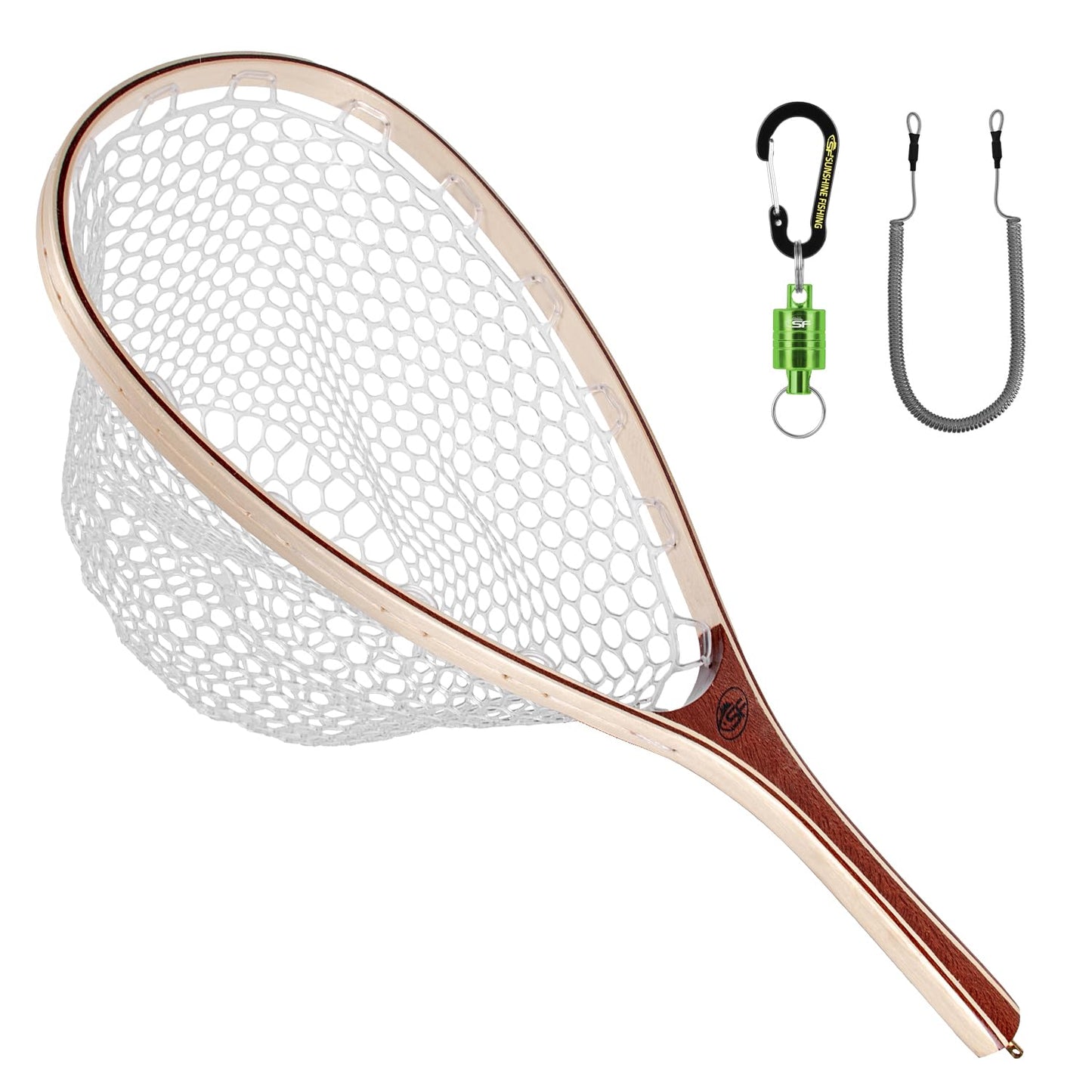 SF Fly Fishing Landing Net Soft Rubber Mesh Trout Net Catch and Release Net