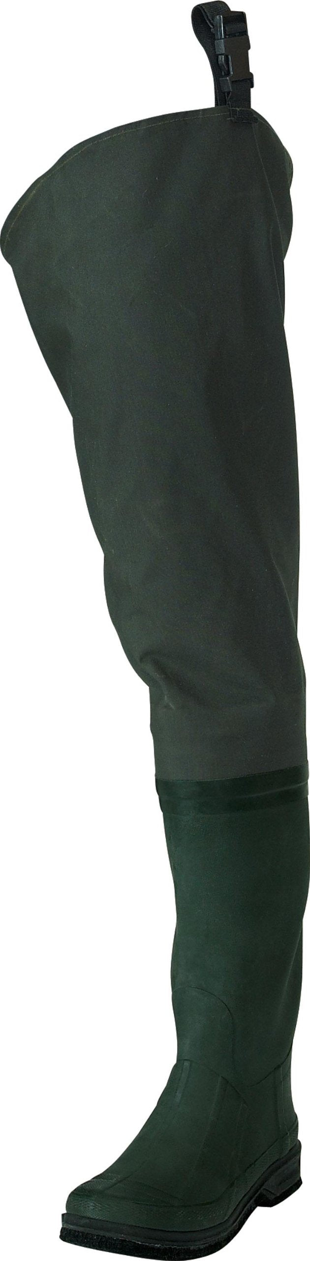FROGG TOGGS Cascades 2-ply Poly/Rubber Waterproof Fishing Bootfoot Hip Wader for Fishing, Cleated or Felt, Cleated, 10