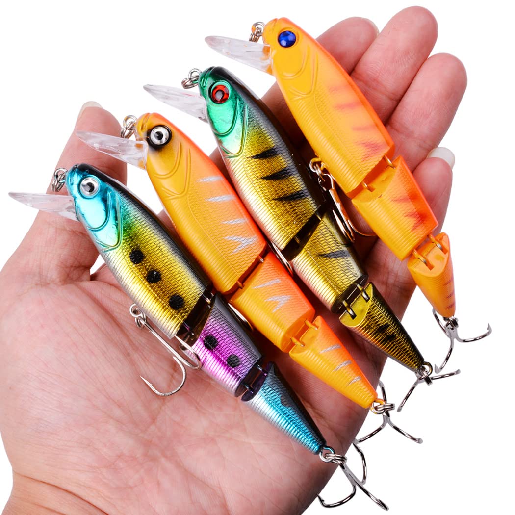 Fishing Lures Kit Mixed Including Minnow Popper Crank Baits with Hooks for Saltwater Freshwater Trout Bass Salmon Fishing