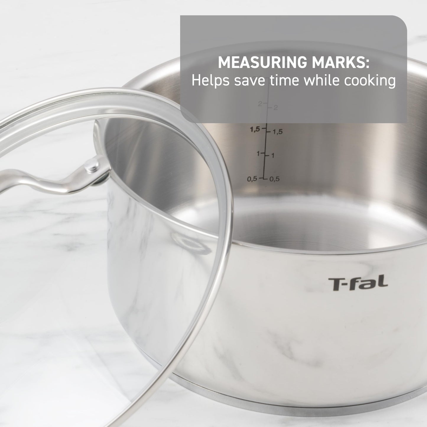 T-fal Stainless Steel Cookware Set, 11 Piece, Induction Cookware, Oven Safe to 500°F, Kitchen Cooking Set w/Fry Pans, Pots and Pans, Dutch Oven, Saucepans, Kitchen Essentials, Silver