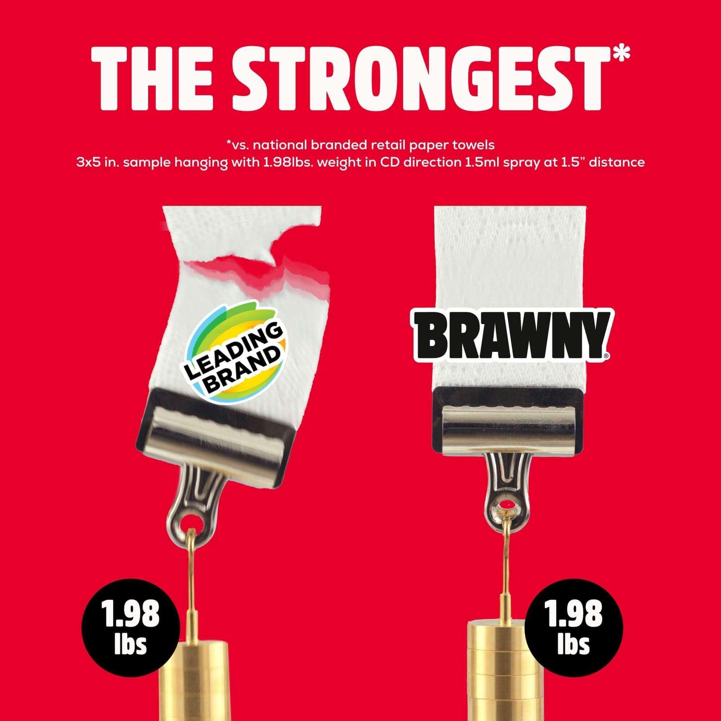 Brawny Tear-A-Square Paper Towels, 12 Double Rolls = 24 Regular Rolls, 3 Sheet Sizes (Quarter, Half, Full), Strength for All Messes, Cleanups, and Meal Prep