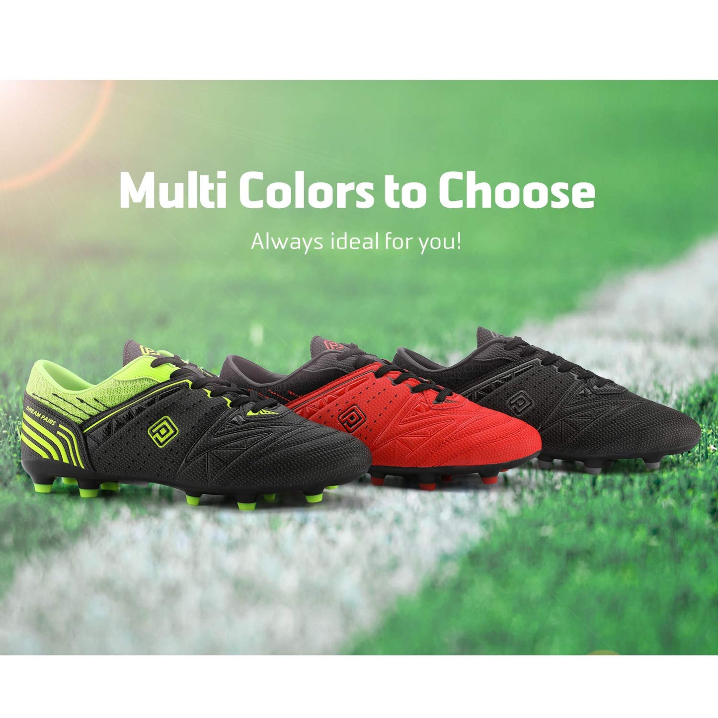DREAM PAIRS Mens Sport Flexible Athletic Lace Up Light Weight Outdoor Cleats Football Soccer Shoes,Size 8.5,Black/Dark/Grey,160859-M