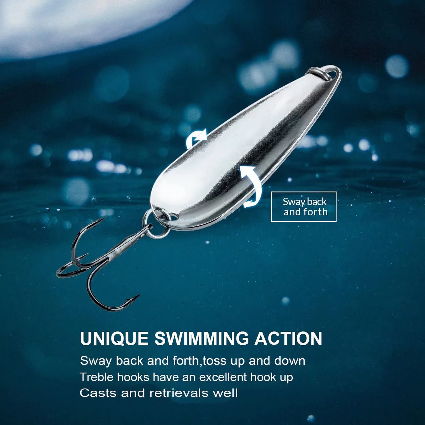 THKFISH 5pcs Saltwater Fishing Lures, Fishing Spoons with Durable Treble Hooks, Jigs Lure for Tuna Salmon Grouper, Sea Fish Jigging Lure, Trolling Spoon for Bass Fish with Tackle Box