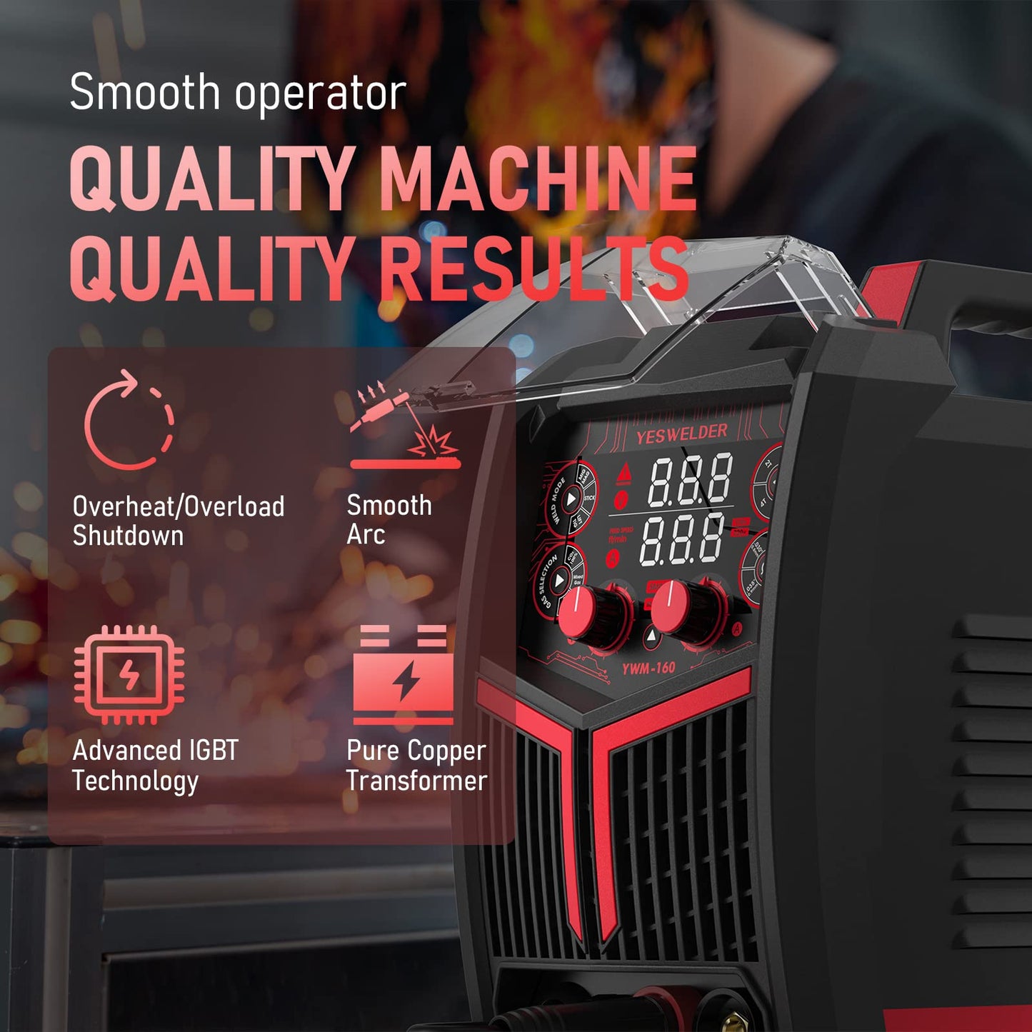 YESWELDER 135Amp MIG Welder,110V Flux Core Welder Flux Core MIG/Lift TIG/Stick 3-in-1 Large LED Digital Display Welding Machine IGBT Inverter Welder FLUX-135PRO