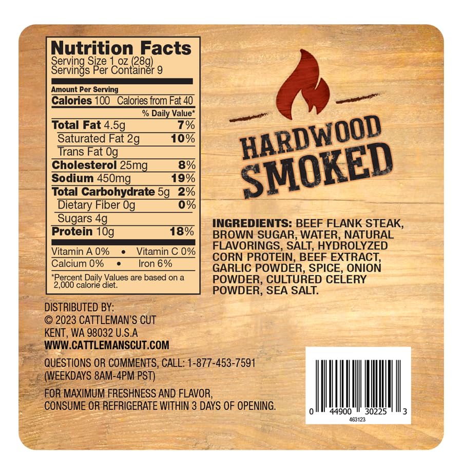 Cattleman's Cut Peppered Steakhouse Beef Jerky, 10 Ounce