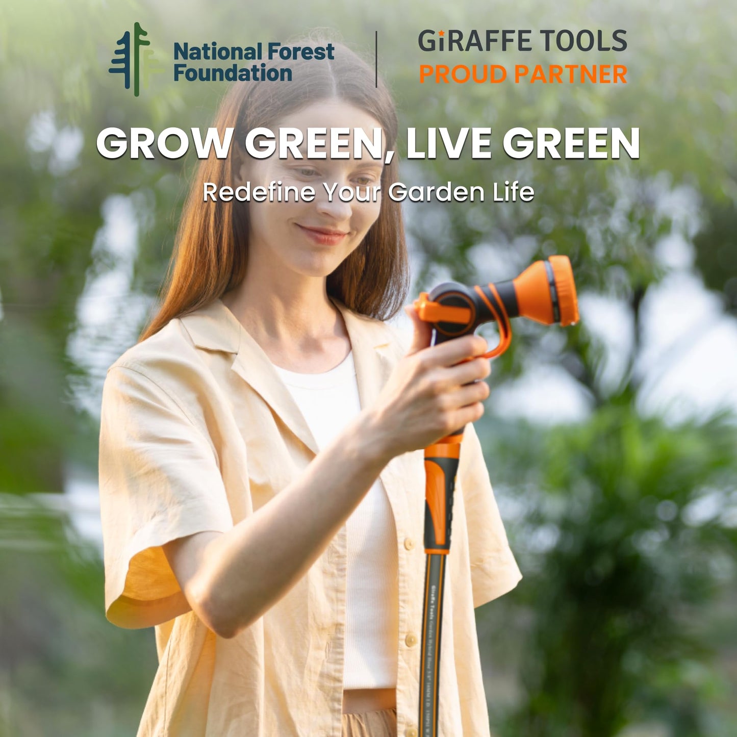 Giraffe Tools Garden Hose 50ft x 5/8", Water Hose Heavy Duty, Flexible, Lightweight Hybrid Hose with Swivel Handle, Male to Female Fittings, Burst 600 PSI