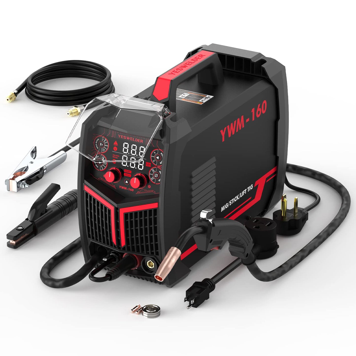 YESWELDER 135Amp MIG Welder,110V Flux Core Welder Flux Core MIG/Lift TIG/Stick 3-in-1 Large LED Digital Display Welding Machine IGBT Inverter Welder FLUX-135PRO