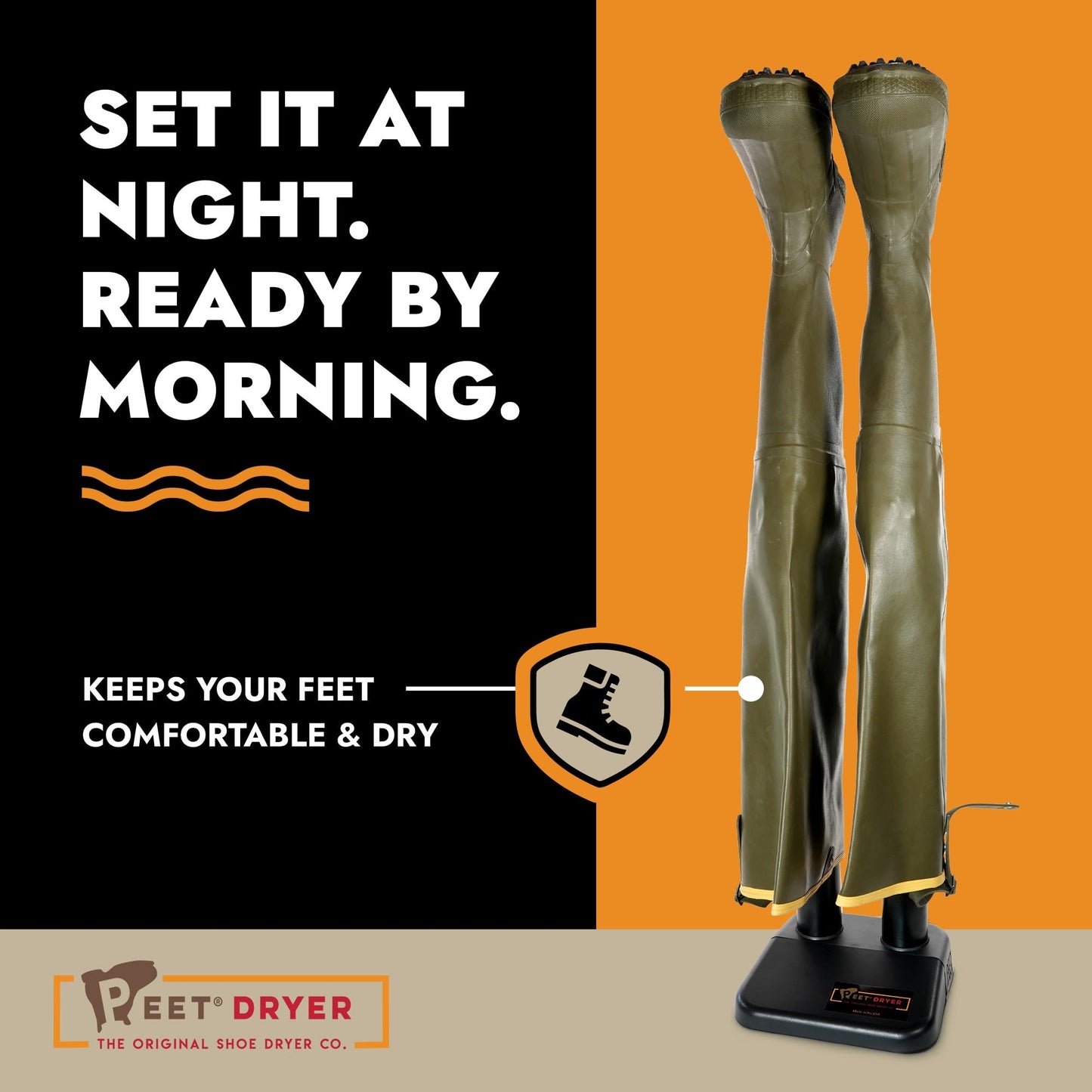 PEET, Wader, Electric Shoe Dryer with 2 Sets of 12" Extensions, Effective Drying for Waders, Tall Boots & Outdoor Gear, Made in USA