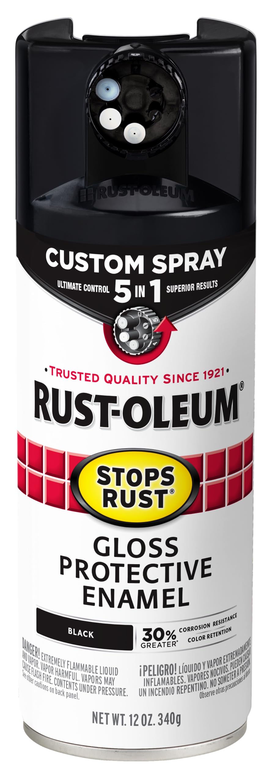 Rust-Oleum 376892 Stops Rust Custom Spray 5-in-1 Spray Paint, 12 oz, Gloss Leather Brown