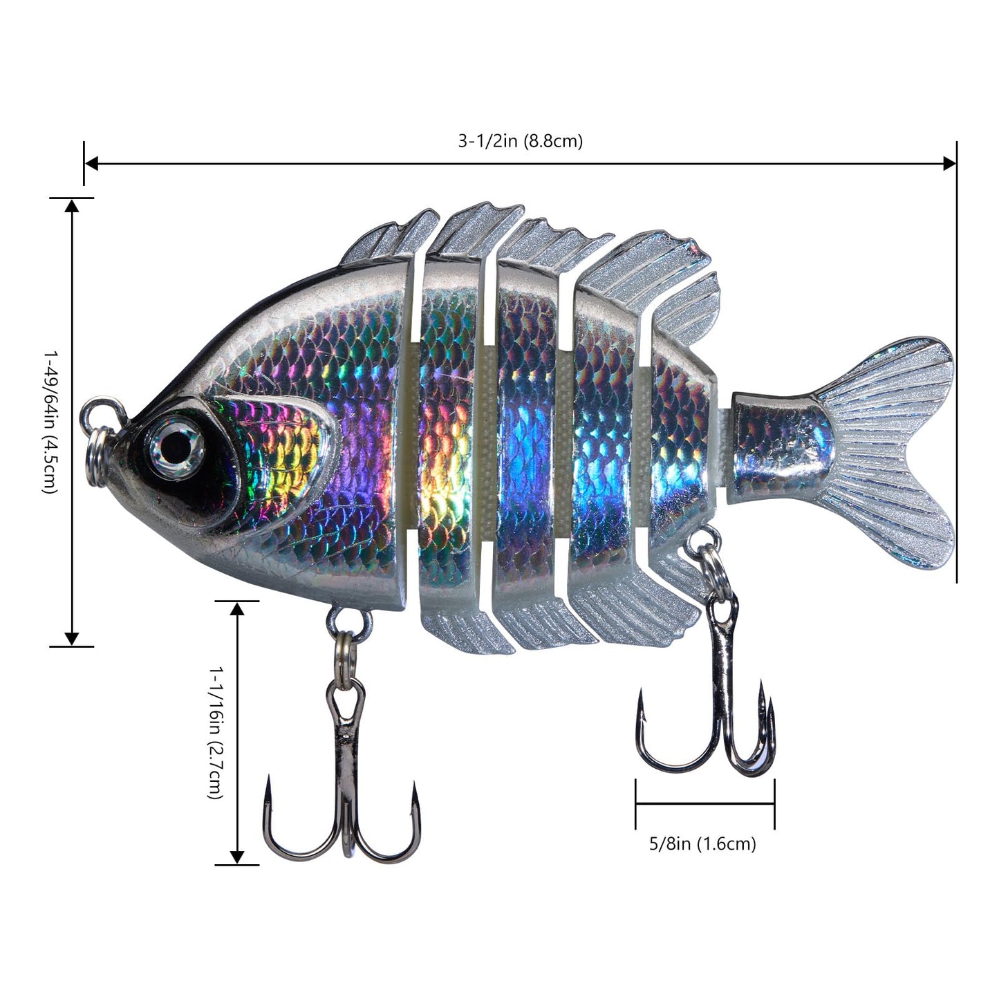 BASSDASH SwimPanfish Multi Jointed Panfish Bluegill Swimbaits Hard Topwater Bass Lures Fishing Lure Crank Saltwater 3.5in/0.85oz
