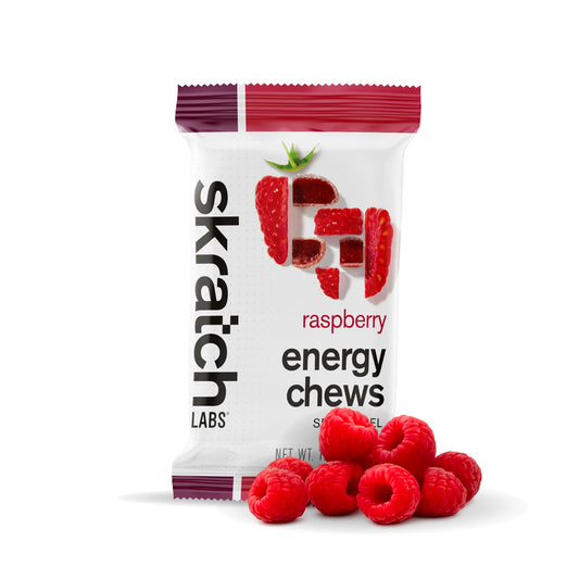 Skratch Labs Energy Chews | Gummies for Running, Cycling, and Sports Performance | Gel Alternative | Raspberry (10 Pack) | Gluten Free, Vegan