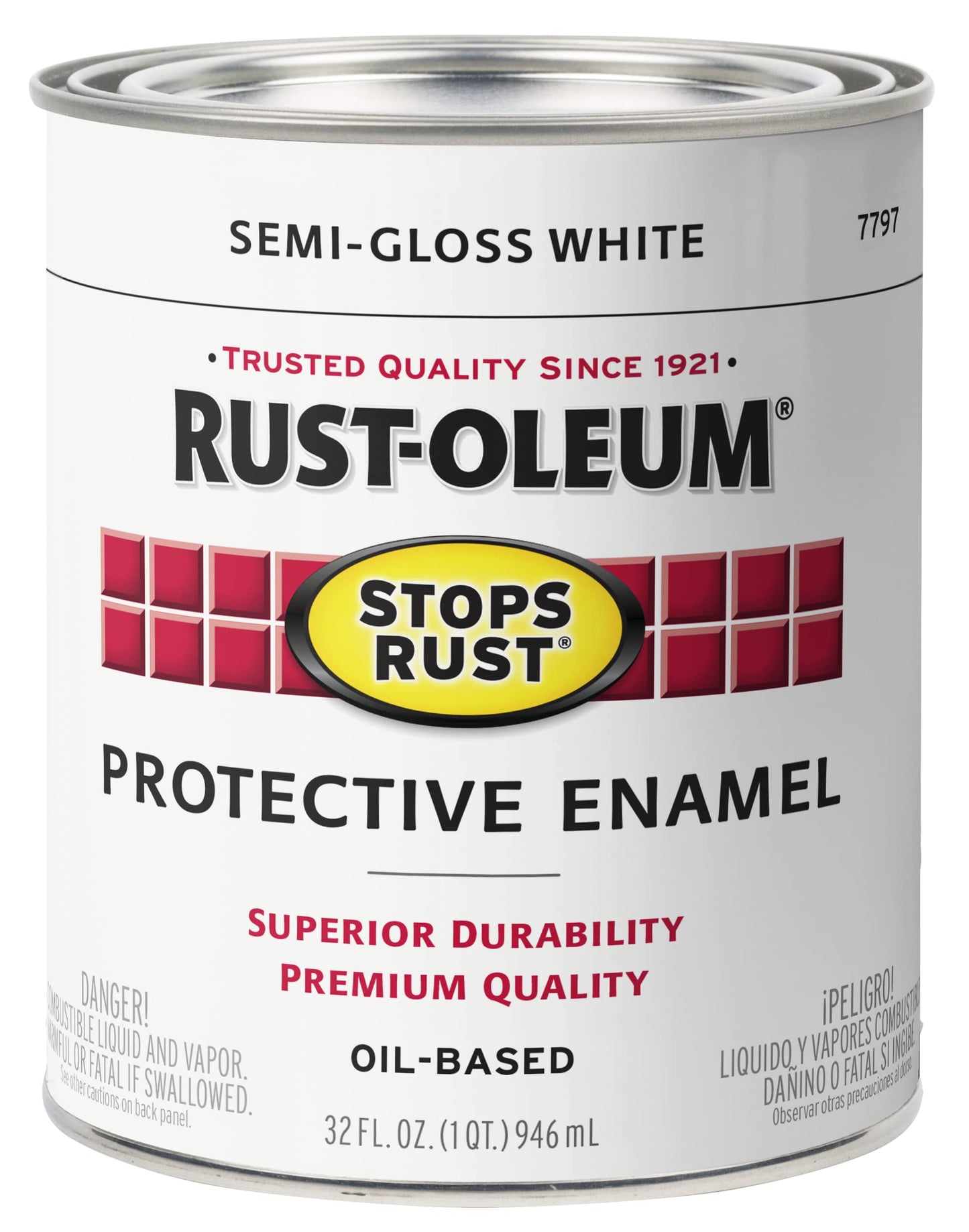 Rust-Oleum 7779502 Stops Rust Brush On Paint, Quart, Gloss Black, 32 Fl Oz (Pack of 1)