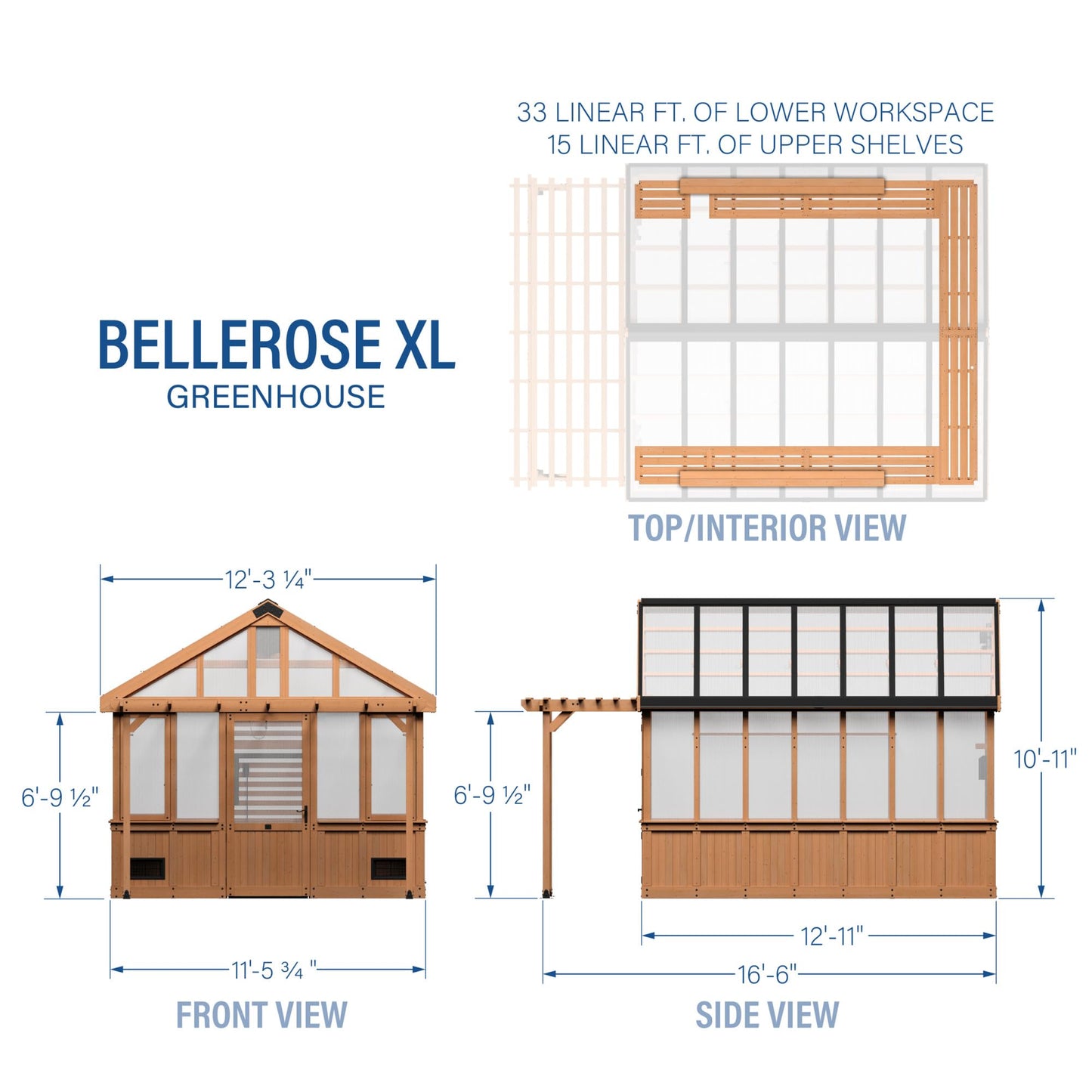 Backyard Discovery Bellerose XL 13' x 11' Cedar Wood and Polycarbonate Walk-in Greenhouse Kit with Pergola, Exhaust Fan, Windows, Hose Hook-Ups, PowerPort, Staging Shelves for Outdoor Gardening