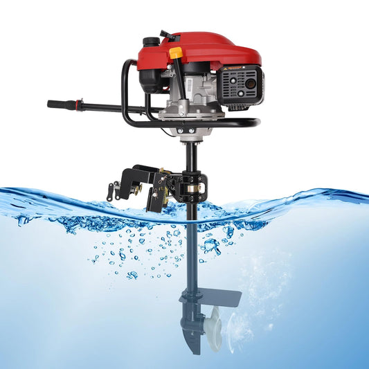 DAERNA 4 Stroke 7.5 HP Outboard Motor, Heavy Duty Fishing Boat Motor with Air Cooling System, 200cc Single Cylinder Gas Boat Engine