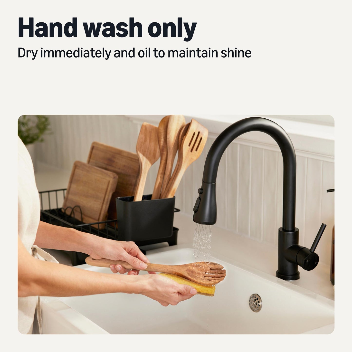 Amazon Basics Wooden Cooking Spoons, 6-Piece Set, Acacia Wood, Cookware-Safe