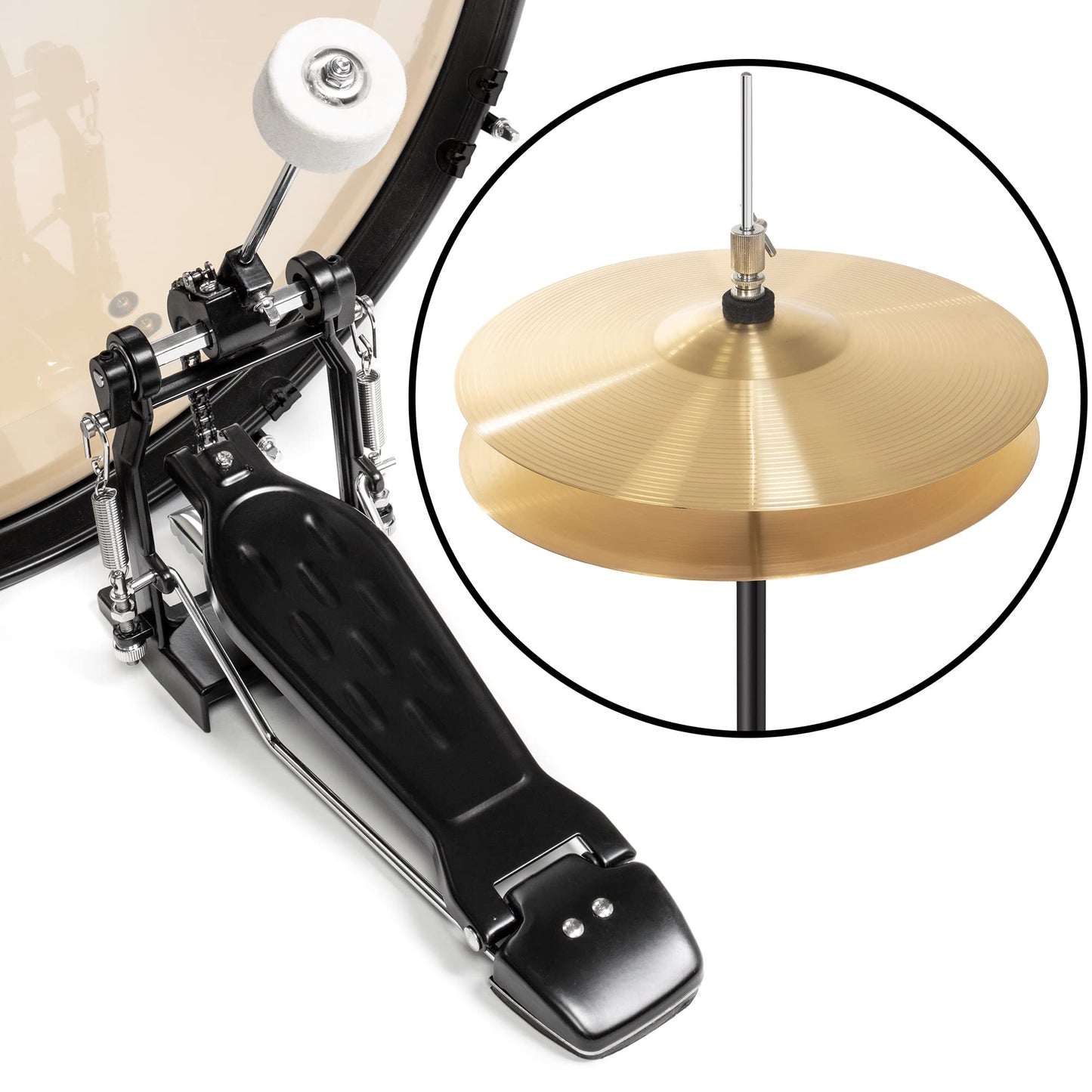 Gammon Percussion Full Size Complete Adult 5-Piece Drum Set with Cymbals, Stands, Stool, and Sticks - Red