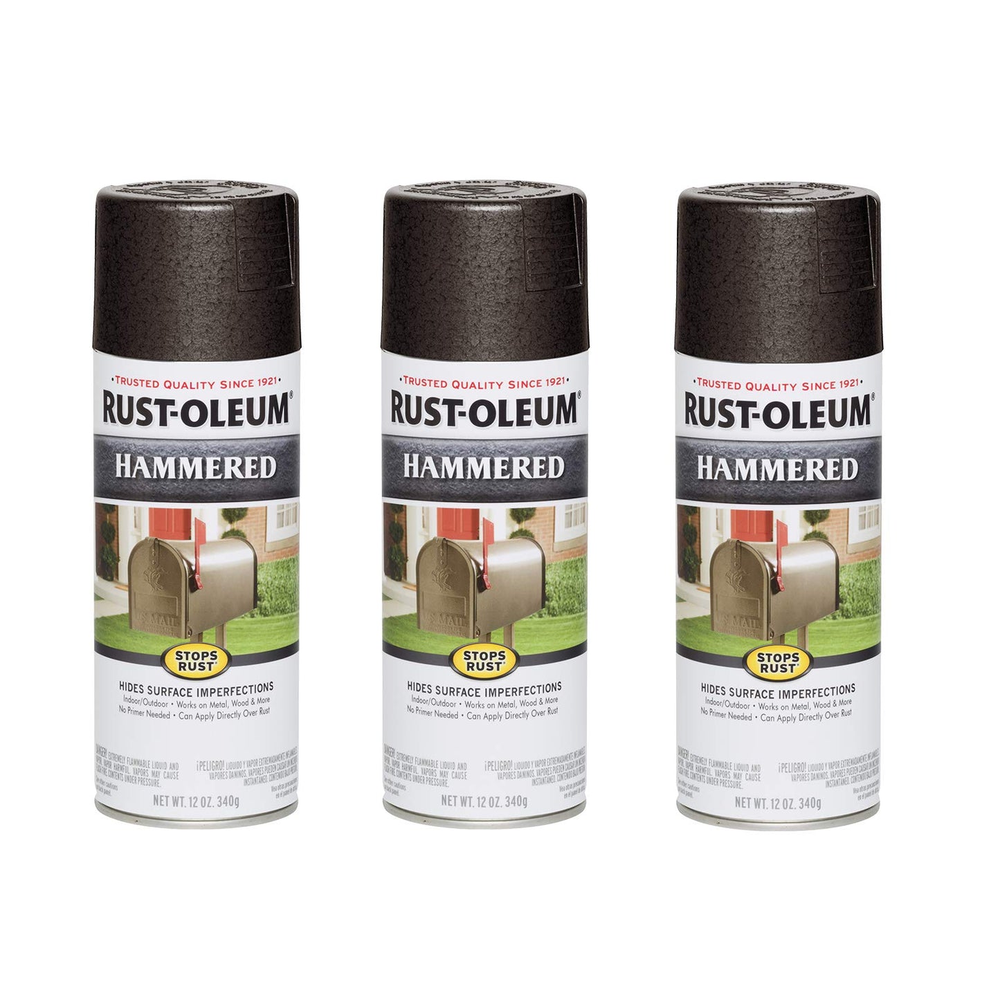 Rust-Oleum 7214830-6PK Stops Rust Hammered Spray Paint, 12 oz, Gray, 6 Pack