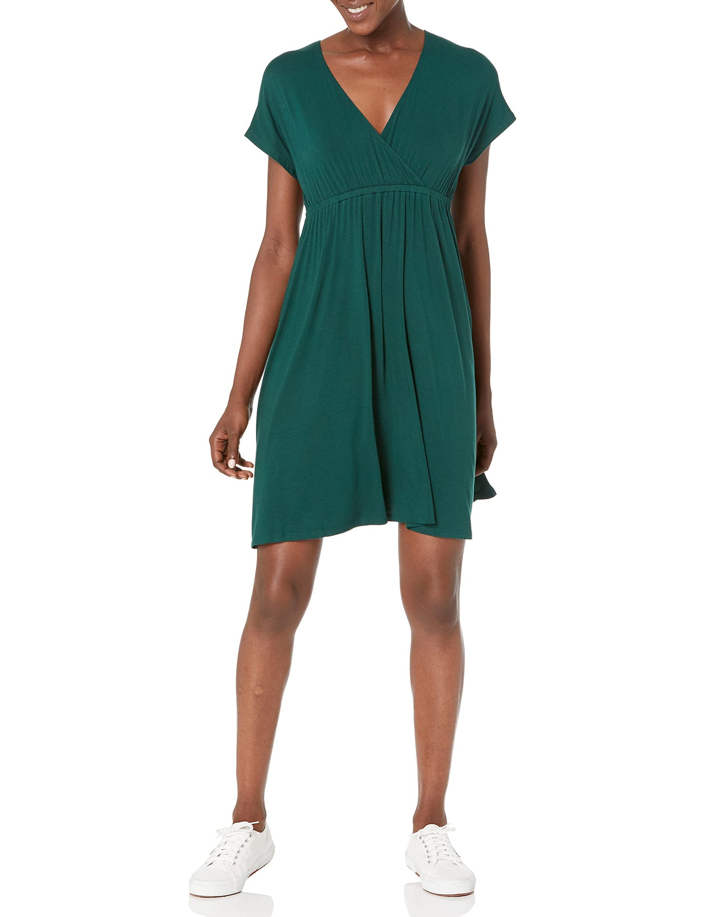 Amazon Essentials Women's Surplice V Neck Swing Dress (Available in Plus Size)