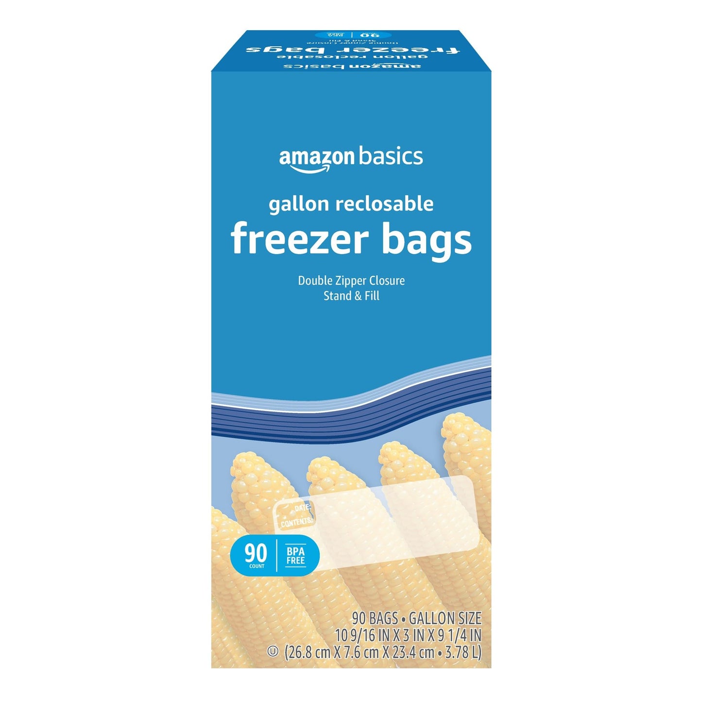 Amazon Basics Reclosable Freezer Gallon Bags, BPA Free, 90 Count (Previously Solimo)