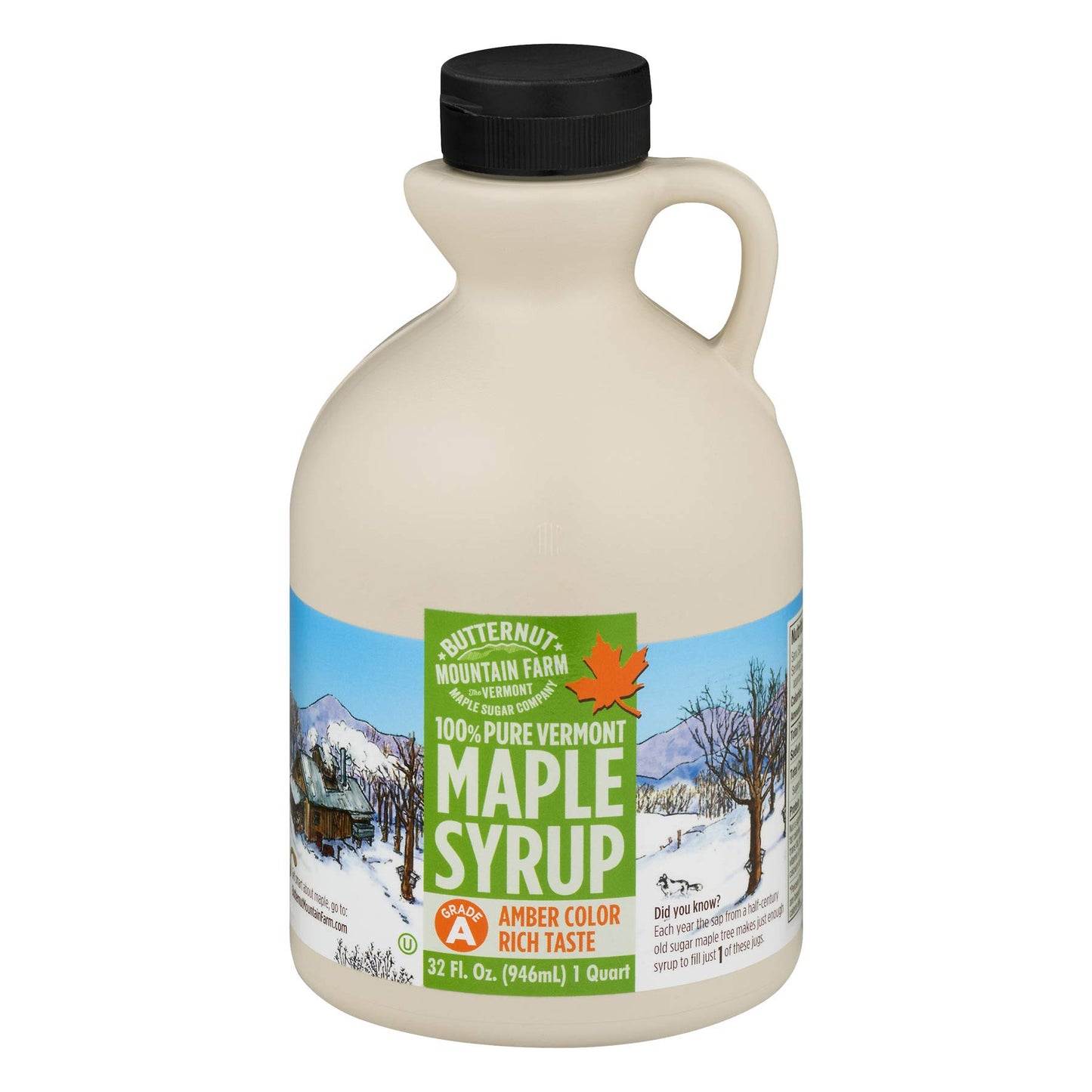 Butternut Mountain Farm Pure Vermont Maple Syrup, Grade A, Dark Color, Robust Taste, All Natural, Easy Pour, 32 Fl Oz, 1 Qt (Prev Grade B)