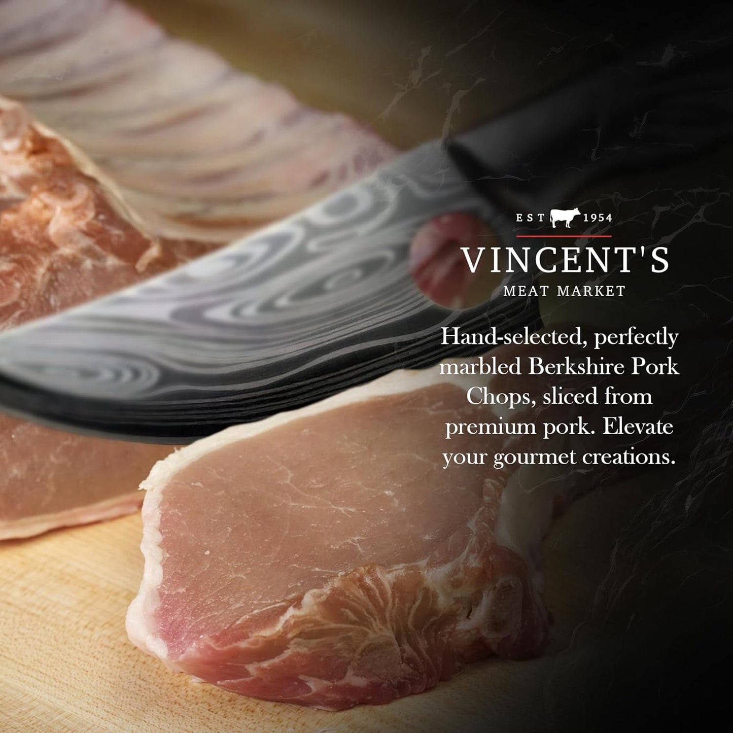 Vincent's Meat Market Berkshire Pork Chops - Elevate Your Culinary Experience with Premium Heritage-Breed Cuts - Juicy, Flavorful, and Tender - Ideal for Grilling, Roasting, or Pan-Searing - 8 lbs (16 chops)