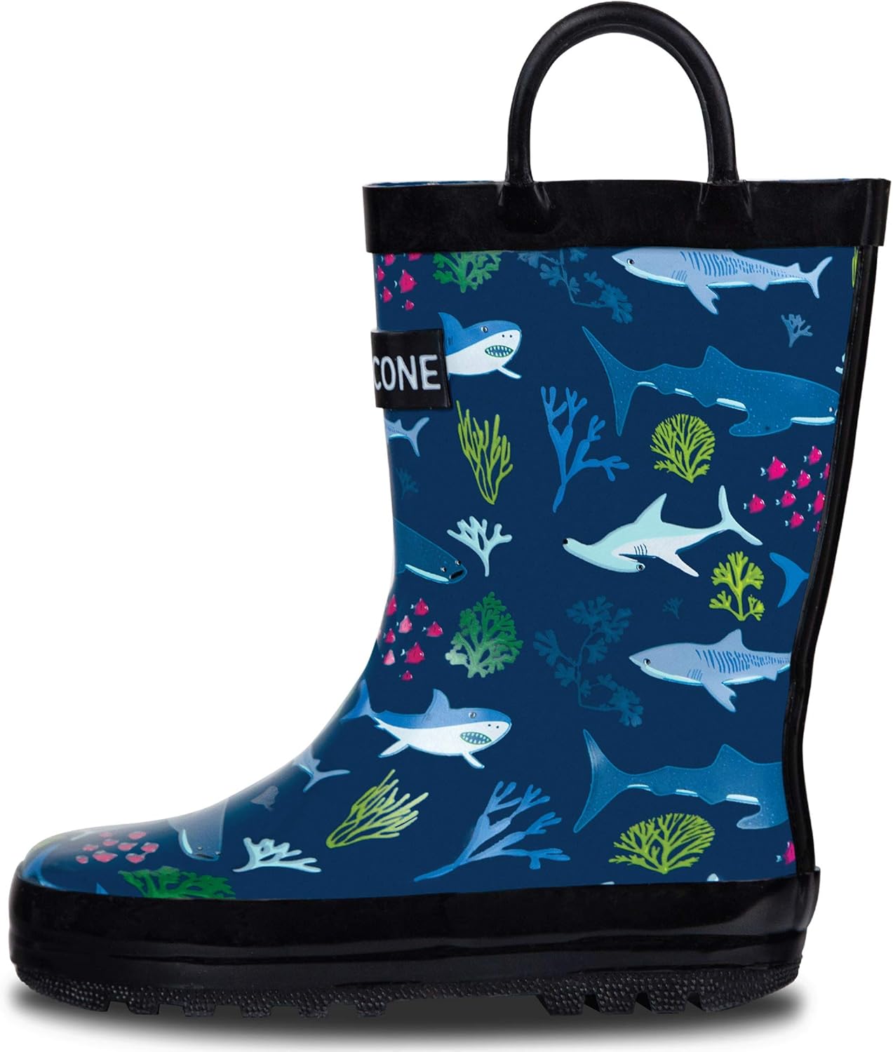 Lone Cone Kids Rain Boots for Girls & Boys – Waterproof Natural Rubber Toddler Rain Boots with Non-Slip Outsole & Easy Pull Handles – Solid, Pattern & Glitter Designs
