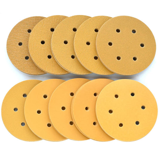 6-Inch 6-Hole Hook and Loop Sanding Discs 600-Grit, Random Orbital Sandpaper for Automotive and Woodworking, 100-Pack
