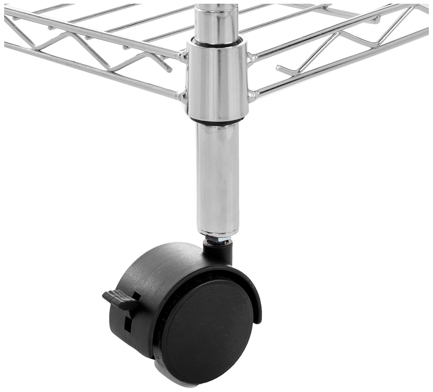 Amazon Basics 3-Shelf Adjustable, Heavy Duty Storage Shelving Unit on 2'' PP Plastic Wheel Casters, Metal Organizer Wire Rack, 23.2" L x 13.4" W x 32.75" H, Chrome