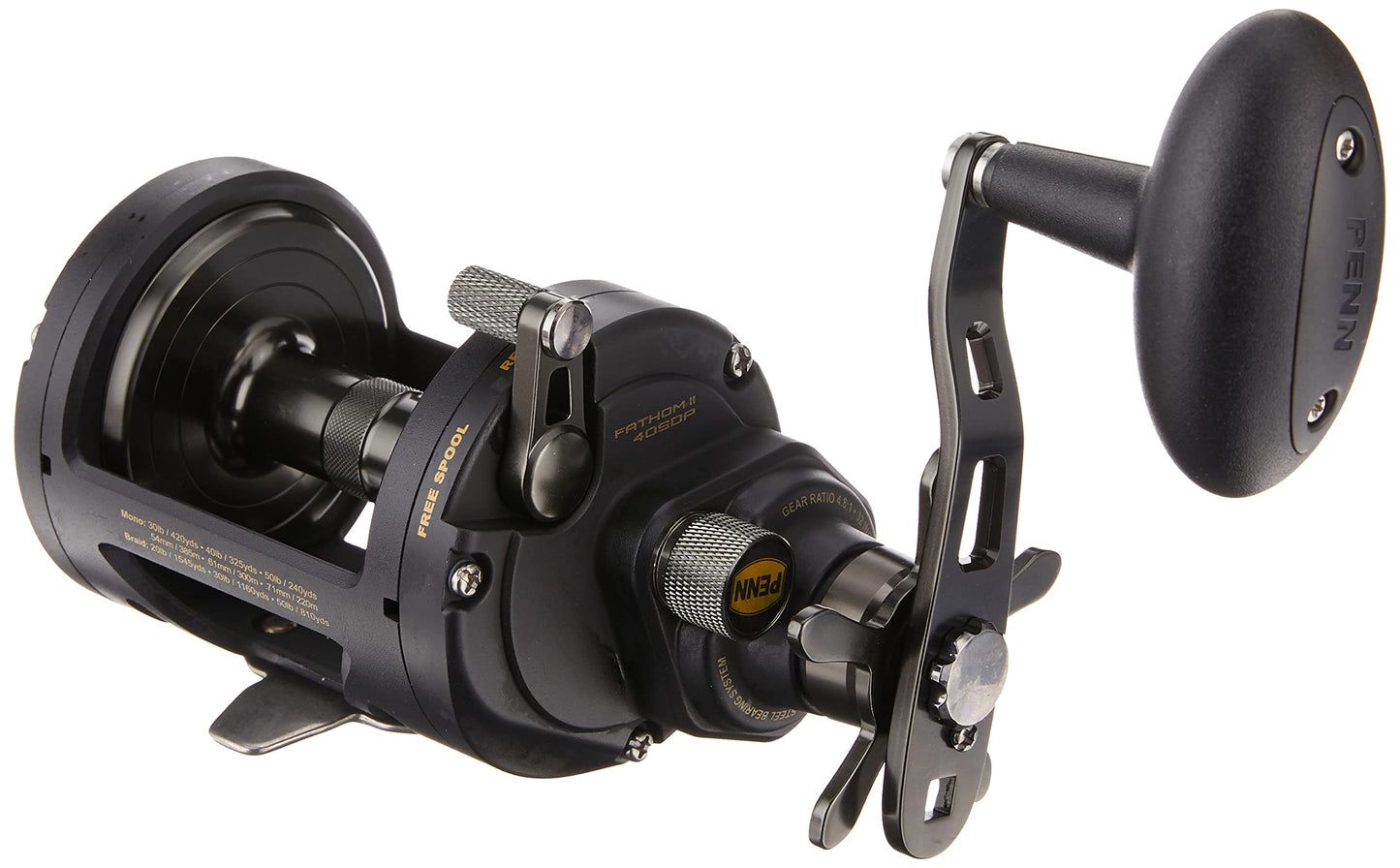 PENN Fathom II Star Drag Conventional Fishing Reel, Black Gold, 25N