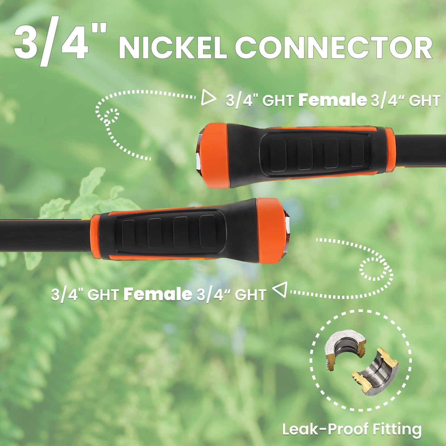 Giraffe Tools Garden Hose 50ft x 5/8", Water Hose Heavy Duty, Flexible, Lightweight Hybrid Hose with Swivel Handle, Male to Female Fittings, Burst 600 PSI