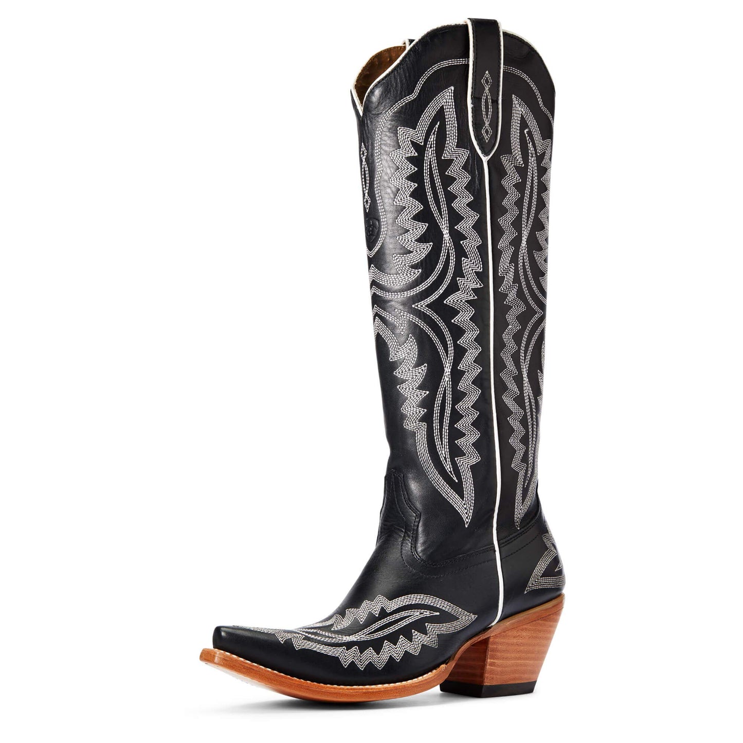 ARIAT Womens Casanova Embroidered Snip Toe Zippered Casual Boots Knee High Mid Heel 2-3" - Brown