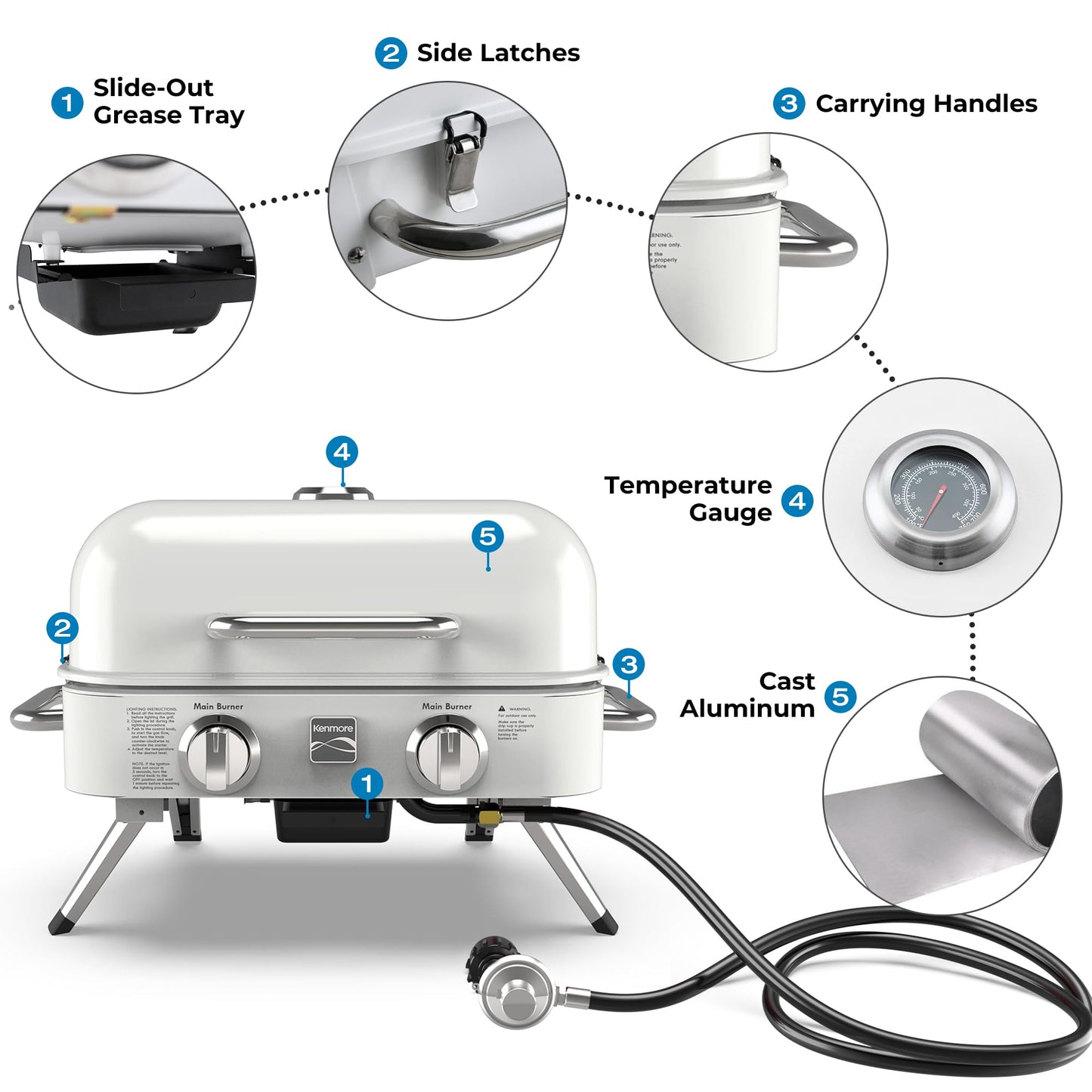 Kenmore 2-Burner Portable Tabletop Retro Gas Grill