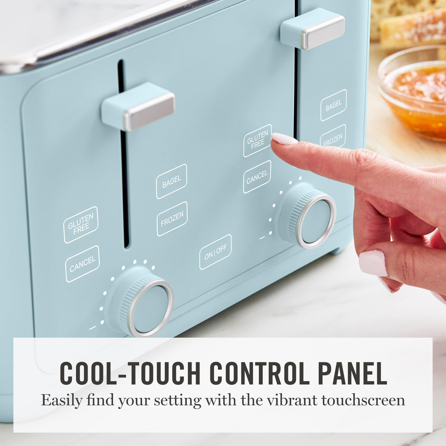 Martha Stewart 4 Slice Toaster, 10 Shade Settings with Defrost, Cancel, Bagel & Gluten-Free, Extra-Wide Self-Centering Slots for Waffles, Artisan Bread, Removable Crumb Tray, Cord Wrap,1800W, Honeydew