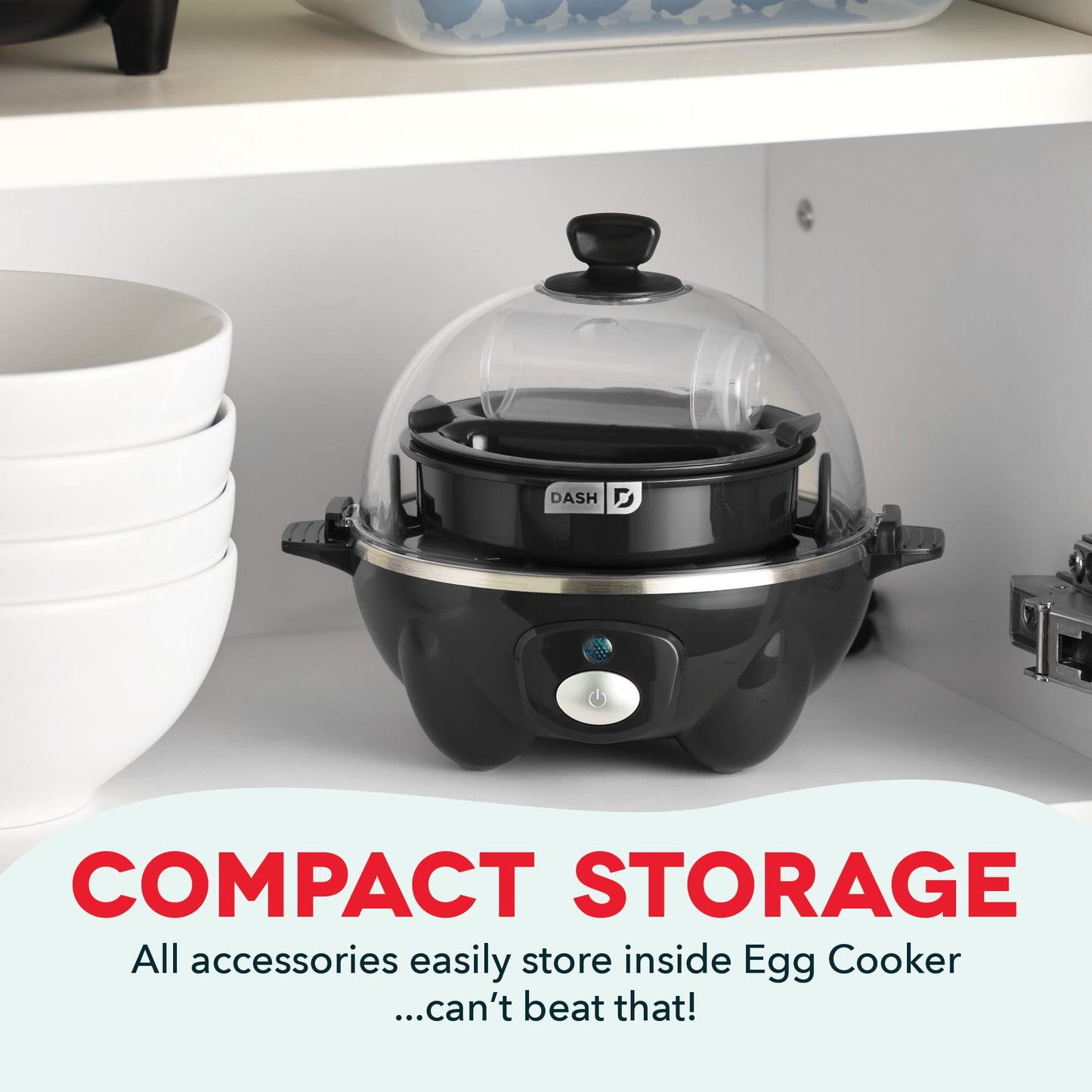 DASH Rapid Egg Cooker: 7 Egg Capacity Electric Egg Cooker for Hard Boiled Eggs, Poached Eggs, Scrambled Eggs, or Omelets with Auto Shut Off Feature - Black'