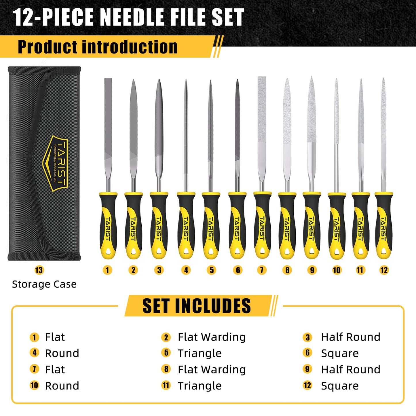 3-Piece 8" Wood Rasp File Set, Includes Flat/Half-Round/Round. For Woodworking & Sharping Wood
