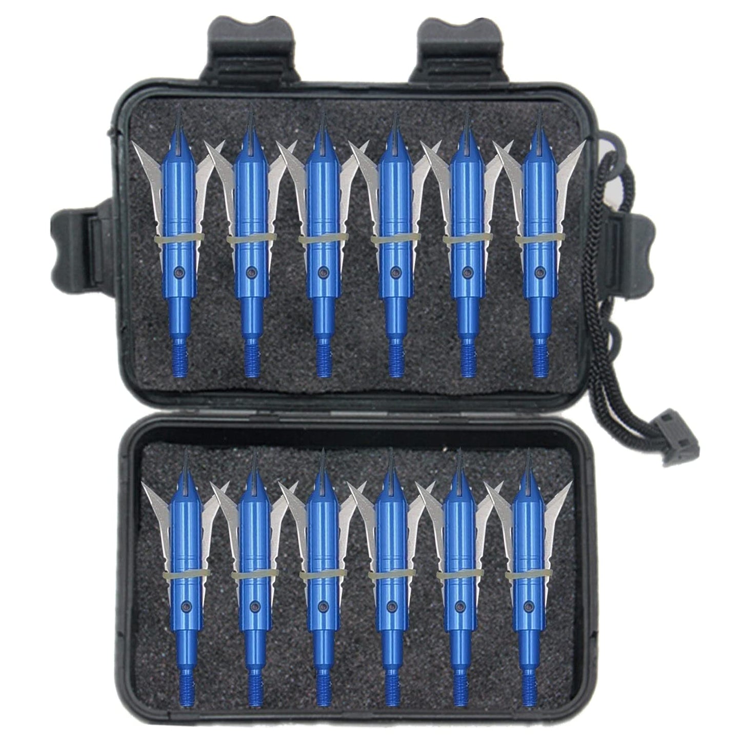12pcs Hunting Broadheads 100 Grain Archery Broadheads New Stell Broadheads + 1 pcs Black Broadhead Case for Arrowheads