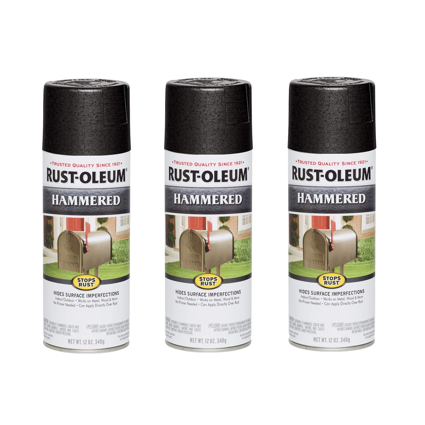 Rust-Oleum 7214830-6PK Stops Rust Hammered Spray Paint, 12 oz, Gray, 6 Pack