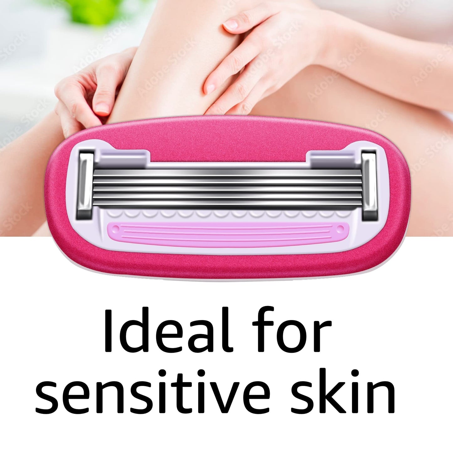 Amazon Basics Women's 5-Blade Razor for Smooth, Close Shave, FITS Amazon Basics Handle and Venus Handles, Ideal for Sensitive Skin, Includes 1 Handle, 12 Cartridges & 1 Shower Holder