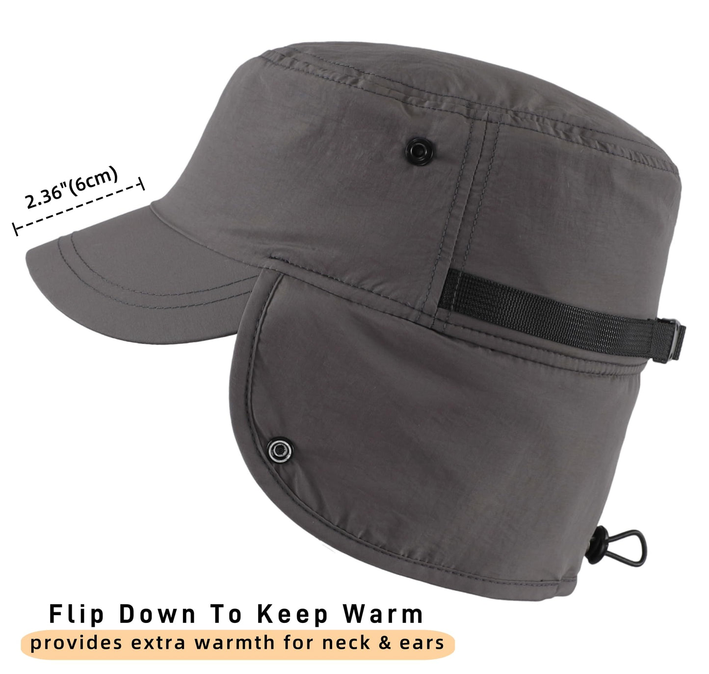 Connectyle Men's Winter Hat with Visor Warm Earflaps Hat Fully Lined Faux Fur Baseball Cap Trapper Hunting Hats