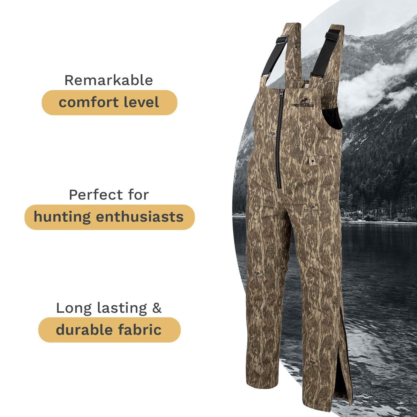 Youth Insulated Bib Overall In MO Country For Hunting, Kids and Teens, Hunting Clothes, Camo, Cold Weather Gear