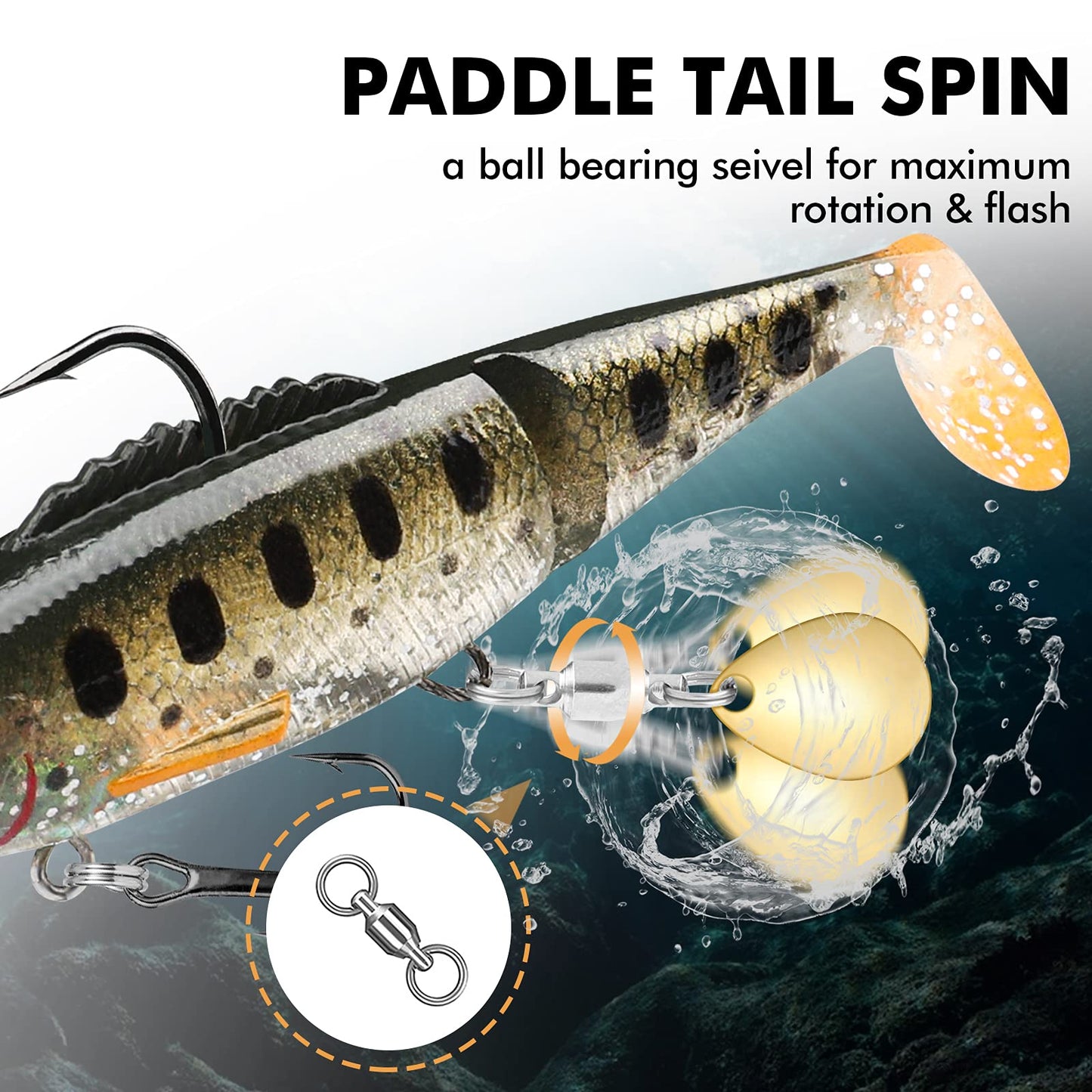 TRUSCEND Easy Catch Pre-Rigged Soft Lures, Vibrating Swim Action, Trembly Sinking Move, Amazing Soft Swimbait for Family Fishing, Well-Made Fishing Lures for Bass Trout Crappie Walleye Pike Redfish