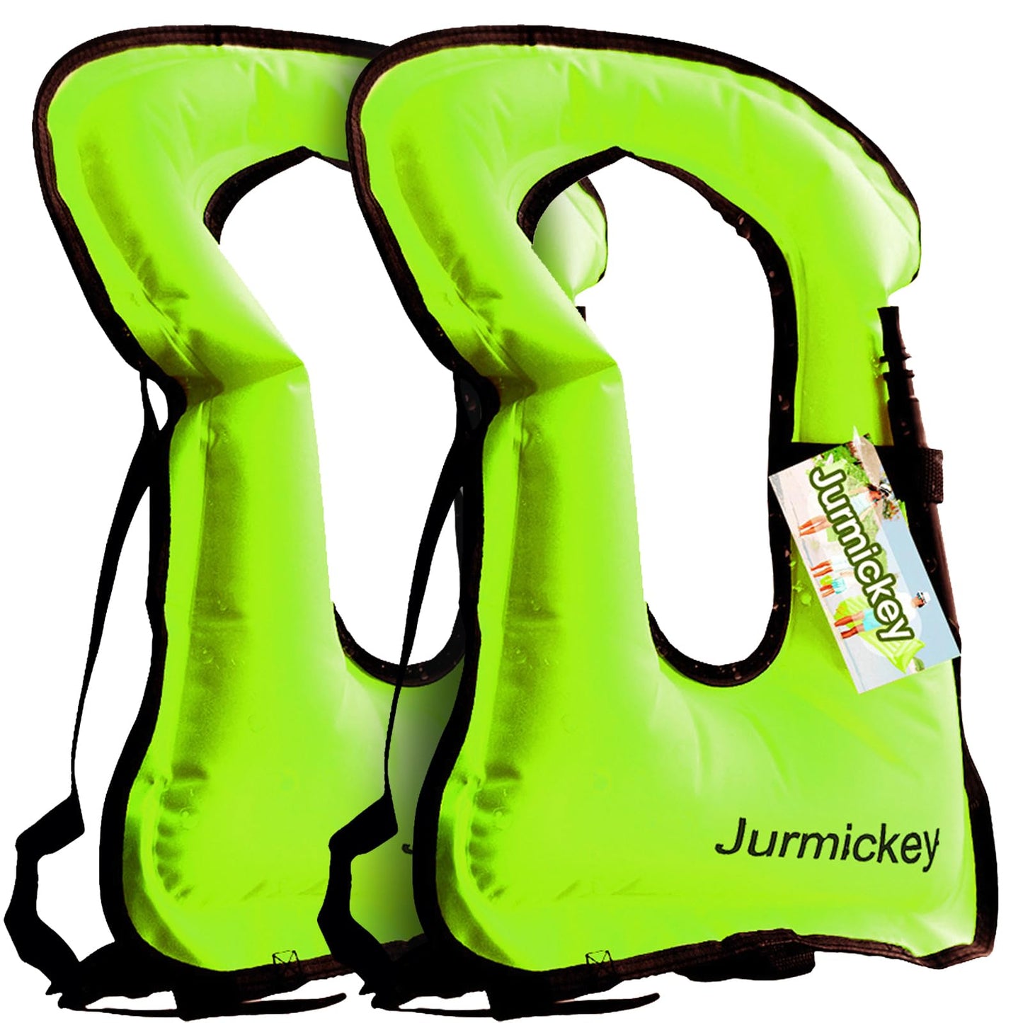 2Pcs Inflatable Snorkel Vest Adults, Portable Snorkel Jacket, Buoyancy Vest for Snorkeling, Swimming, Kayaking, Boating, Safety Load Up to 220 Ibs