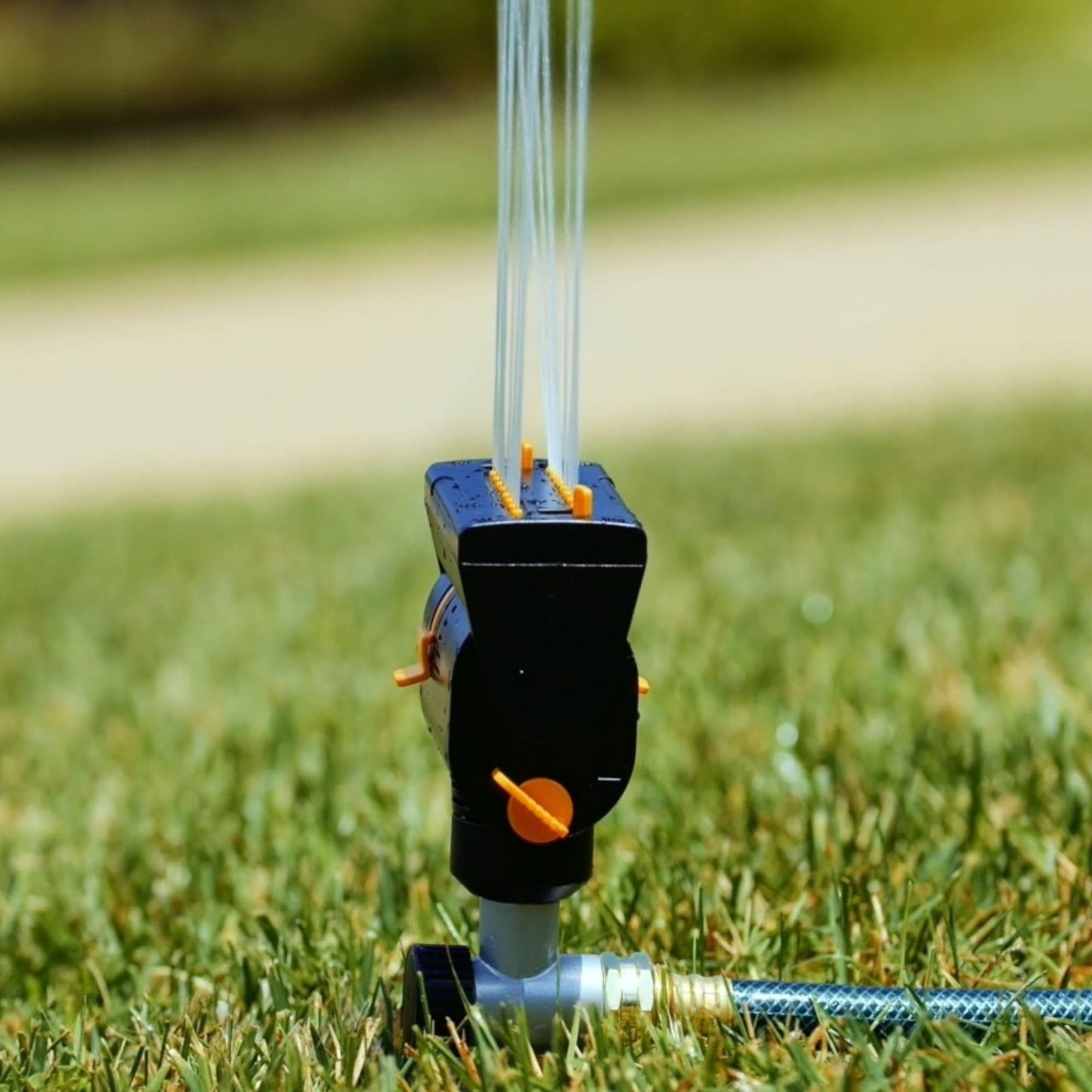 Melnor 65131AMZ MiniMax Turbo Oscillator Sprinkler, 4000 sq. ft., 4-Way Adjustable, Quick Connect Bundle, Black, Yellow