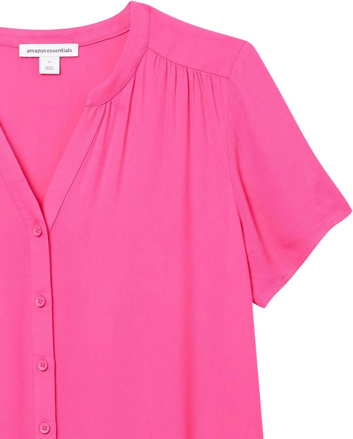 Amazon Essentials Women's Relaxed-Fit V Neck Short-Sleeve Woven Blouse, Business Casual