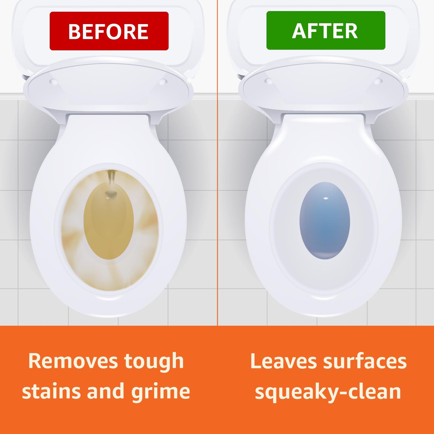 Amazon Basics Toilet Bowl Cleaner with Cling Action Formula, Bleach, Fresh Scent, 24 Fl Oz, Pack of 2, Packaging May Vary