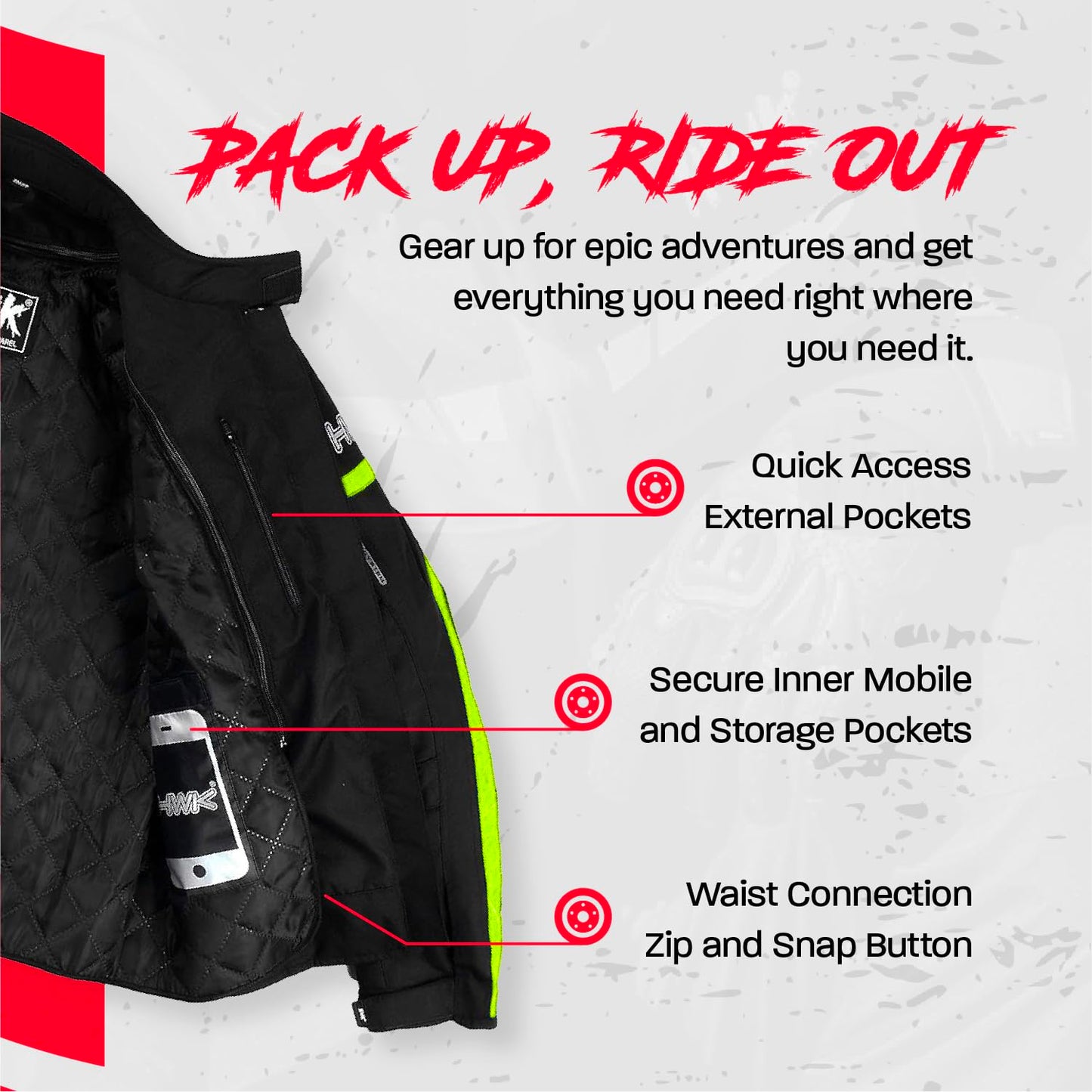 HWK Motorcycle Jacket Men's Riding Textile Racing Motorbike Hi-Vis Biker CE Armored Water Resistant Jackets