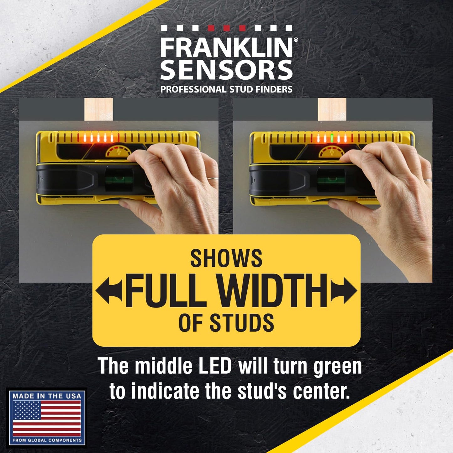 Franklin Sensors ProSensor M210 Stud Finder with 13-Sensors, Wood & Metal Stud Detector/Wall Scanner, Live Wire Detection