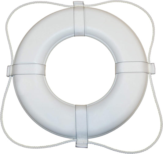 Taylor Made Vinyl Coated Foam Life Ring with White Grab Lines, White (20") – Puncture, tear, scuff-resistant – United States Coast Guard approved for commercial and recreational use – 2020122283